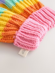 Little Bird by Jools Oliver Multi Pastel Rainbow Stripe Hat With Mittens Or Gloves Set - Image 12 of 15