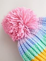 Little Bird by Jools Oliver Multi Pastel Rainbow Stripe Hat With Mittens Or Gloves Set - Image 13 of 15