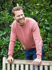 Lakeland Clothing Red Mardale Knitted 100% Cotton Crew Neck Jumper - Image 3 of 5