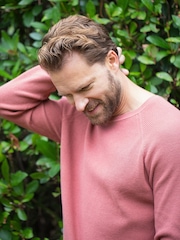 Lakeland Clothing Red Mardale Knitted 100% Cotton Crew Neck Jumper - Image 4 of 5