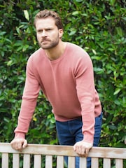 Lakeland Clothing Red Mardale Knitted 100% Cotton Crew Neck Jumper - Image 5 of 5