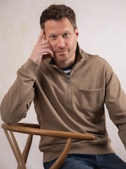 Lakeland Clothing Ullswater Quarter Zip Brown Sweatshirt - Image 1 of 4