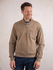Lakeland Clothing Ullswater Quarter Zip Brown Sweatshirt - Image 2 of 4