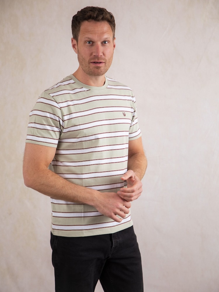 Lakeland Clothing Green Striped 100% Cotton T-Shirt - Image 4 of 4