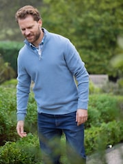 Lakeland Clothing Blue Rannerdale Knitted Half Zip 100% Cotton Jumper - Image 5 of 5