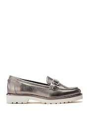 Moda in Pelle Grey Emori Covered Rand Snaffle Loafers - Image 1 of 4