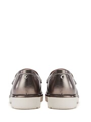 Moda in Pelle Grey Emori Covered Rand Snaffle Loafers - Image 3 of 4