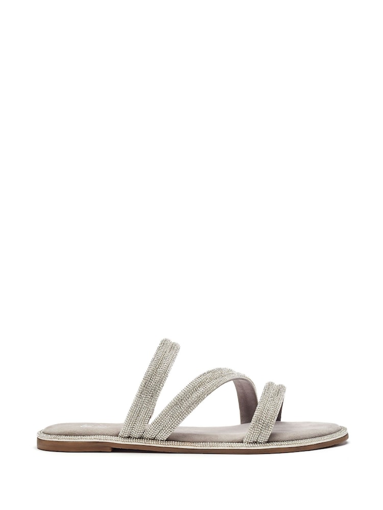 Moda in Pelle LILYVALLEY ELASTIC GLITZ STRAPPY FLAT SANDAL - Image 1 of 4