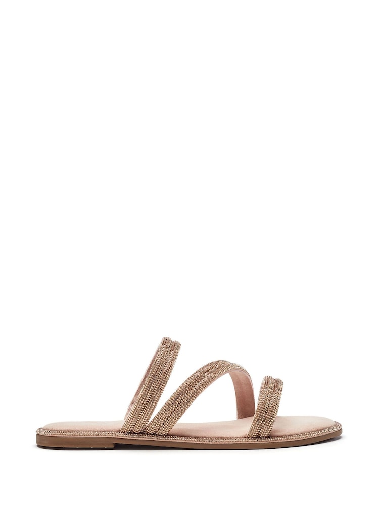 Moda in Pelle LILYVALLEY ELASTIC GLITZ STRAPPY FLAT SANDAL - Image 1 of 4