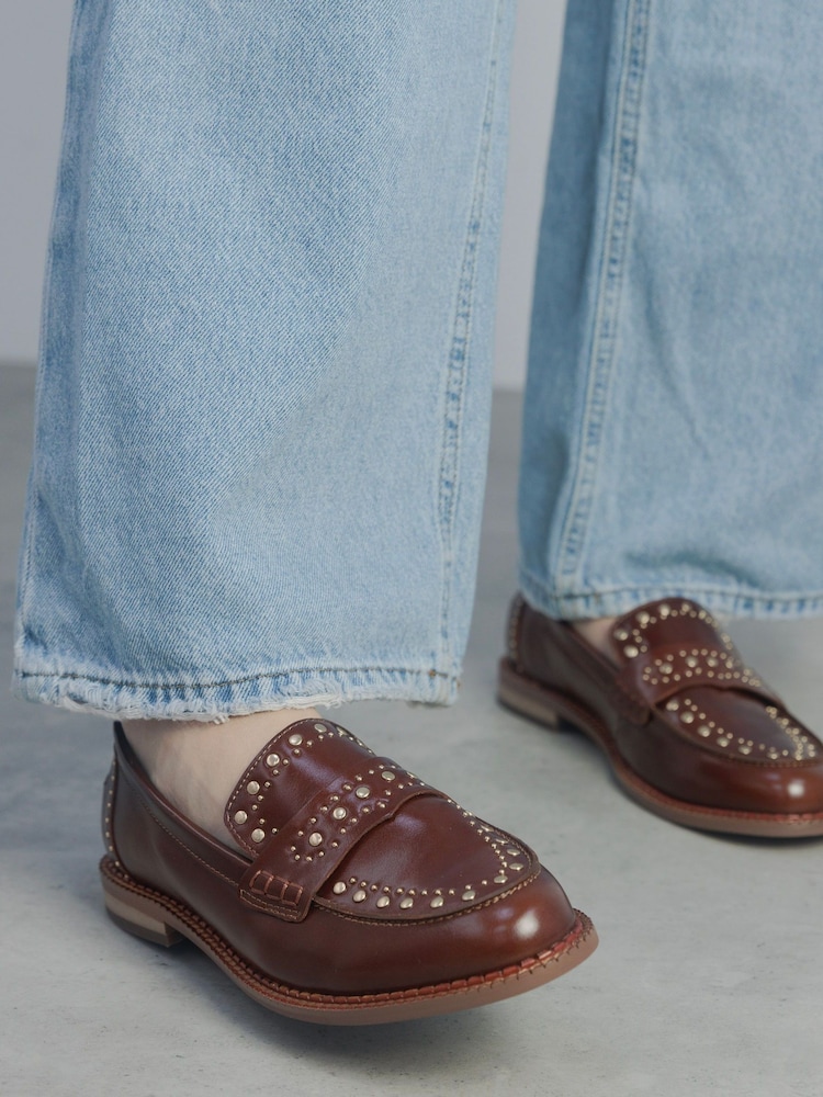 Moda in Pelle EMMER STUDDED UPPER RAND LEATHER LOAFER - Image 1 of 4