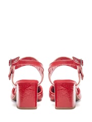 Moda in Pelle Red Eurya Pointed Toe Block Heel Slingback Shoes With Buckle Detail - Image 3 of 4