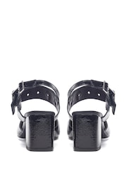 Moda in Pelle Eurya Pointed Toe Block Heel Slingback Black Shoes With Buckle Detail - Image 4 of 4
