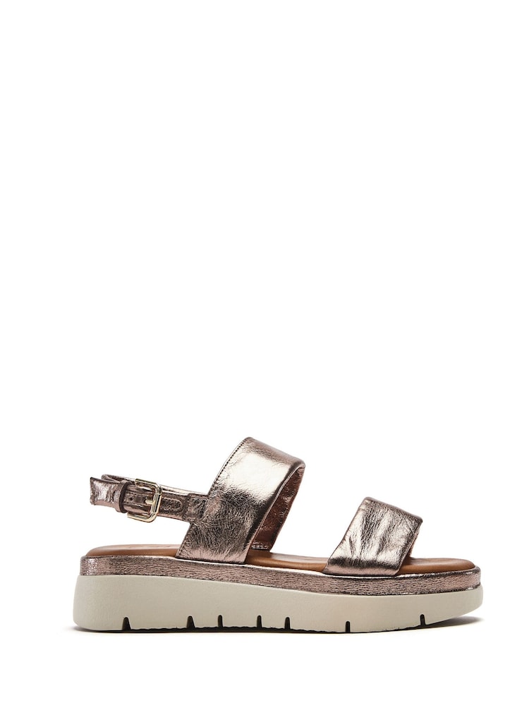 Moda in Pelle Grey Netty Two Part Platform Leather Sandals - Image 1 of 4