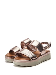 Moda in Pelle Grey Netty Two Part Platform Leather Sandals - Image 2 of 4