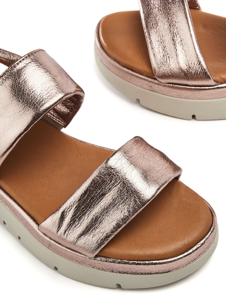 Moda in Pelle Grey Netty Two Part Platform Leather Sandals - Image 4 of 4