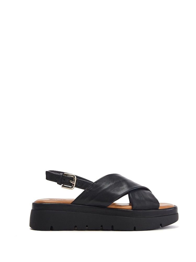 Moda in Pelle Nettina Cross Strap Soft Black Sandals - Image 1 of 4