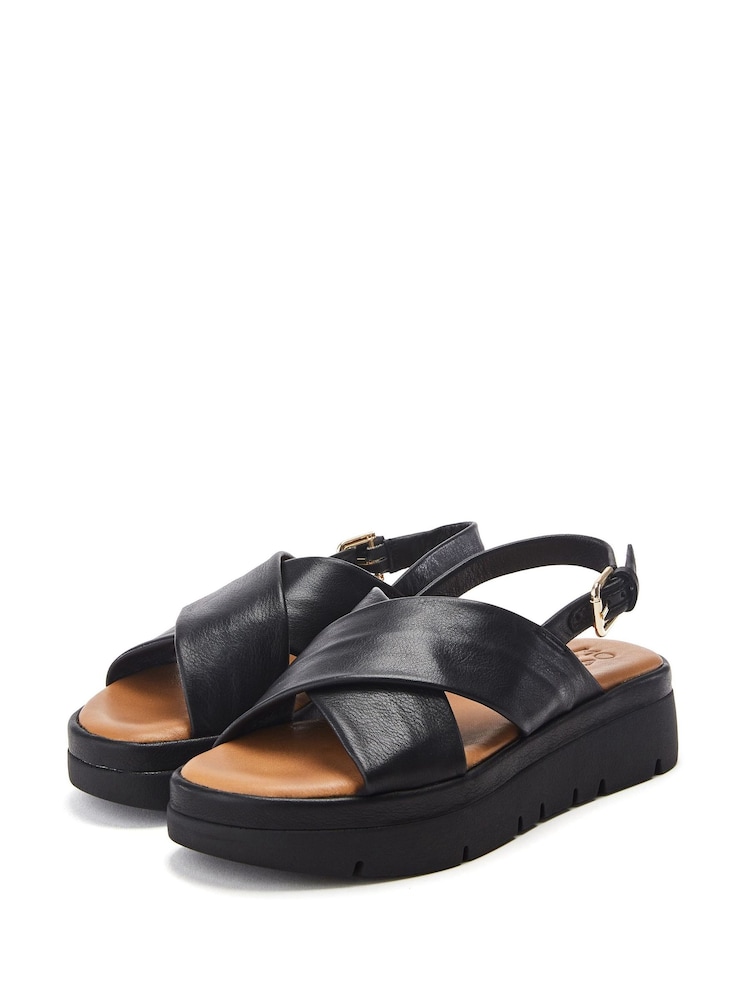 Moda in Pelle Nettina Cross Strap Soft Black Sandals - Image 2 of 4
