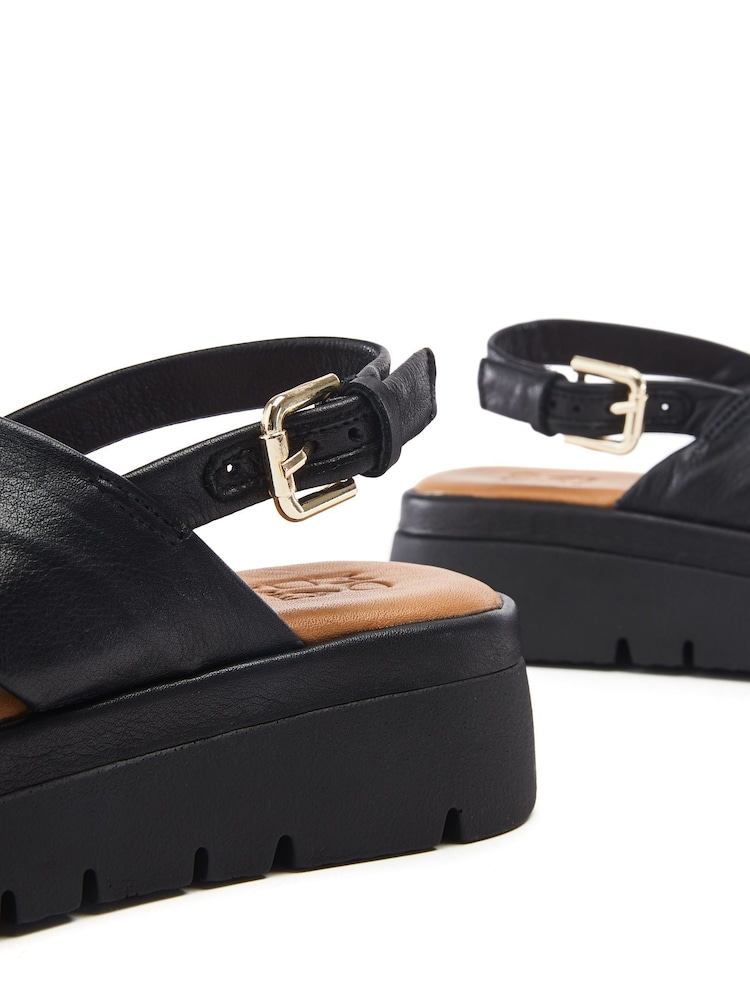 Moda in Pelle Nettina Cross Strap Soft Black Sandals - Image 3 of 4