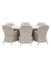 Gallery Home White Holton 6 Seater Oval Rattan Garden Dining Set - Image 1 of 3