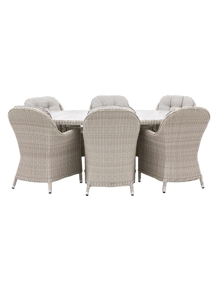 Gallery Home White Holton 6 Seater Oval Rattan Garden Dining Set - Image 1 of 3