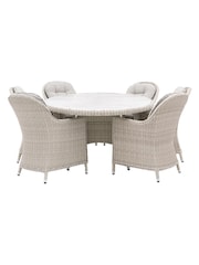 Gallery Home White Holton 6 Seater Oval Rattan Garden Dining Set - Image 2 of 3