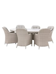 Gallery Home White Holton 6 Seater Oval Rattan Garden Dining Set - Image 3 of 3