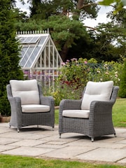 Gallery Home Set of 2 Grey Windsor Rattan Garden Dining Chairs - Image 1 of 5