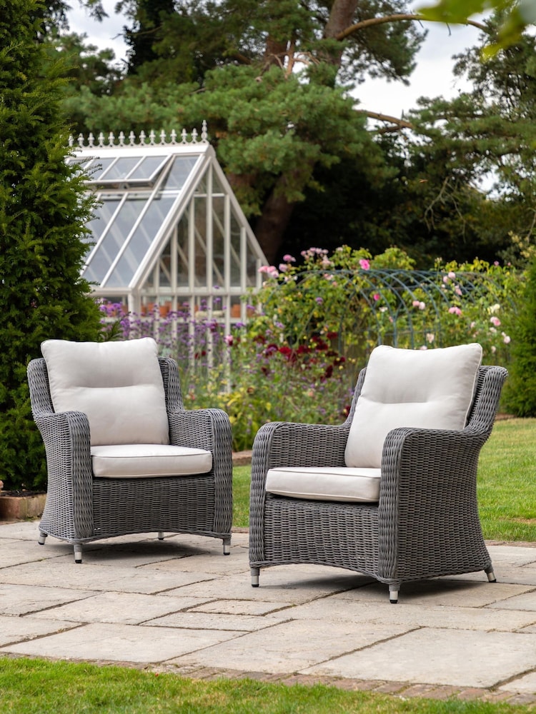 Gallery Home Set of 2 Grey Windsor Rattan Garden Dining Chairs - Image 1 of 5