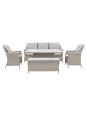 Gallery Home White Holton Rattan Rectangle Garden Dining Set - Image 1 of 4