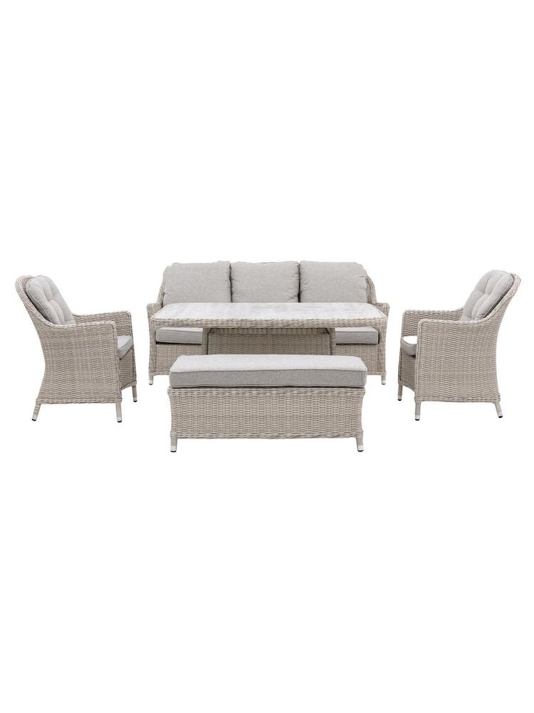 Gallery Home White Holton Rattan Rectangle Garden Dining Set - Image 1 of 4