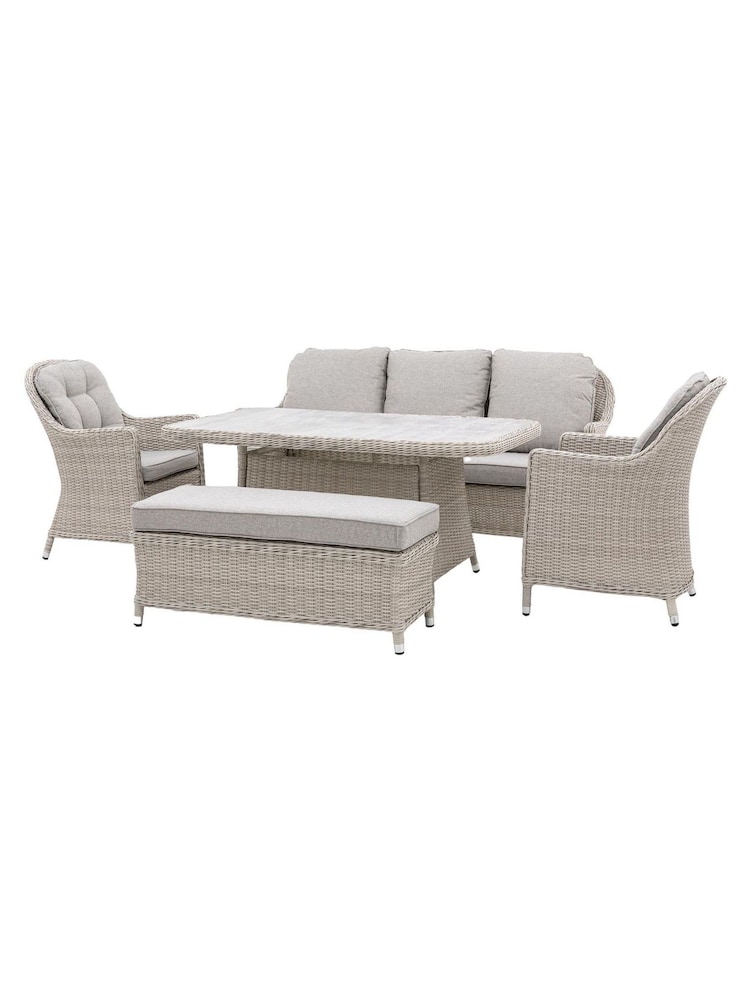 Gallery Home White Holton Rattan Rectangle Garden Dining Set - Image 2 of 4