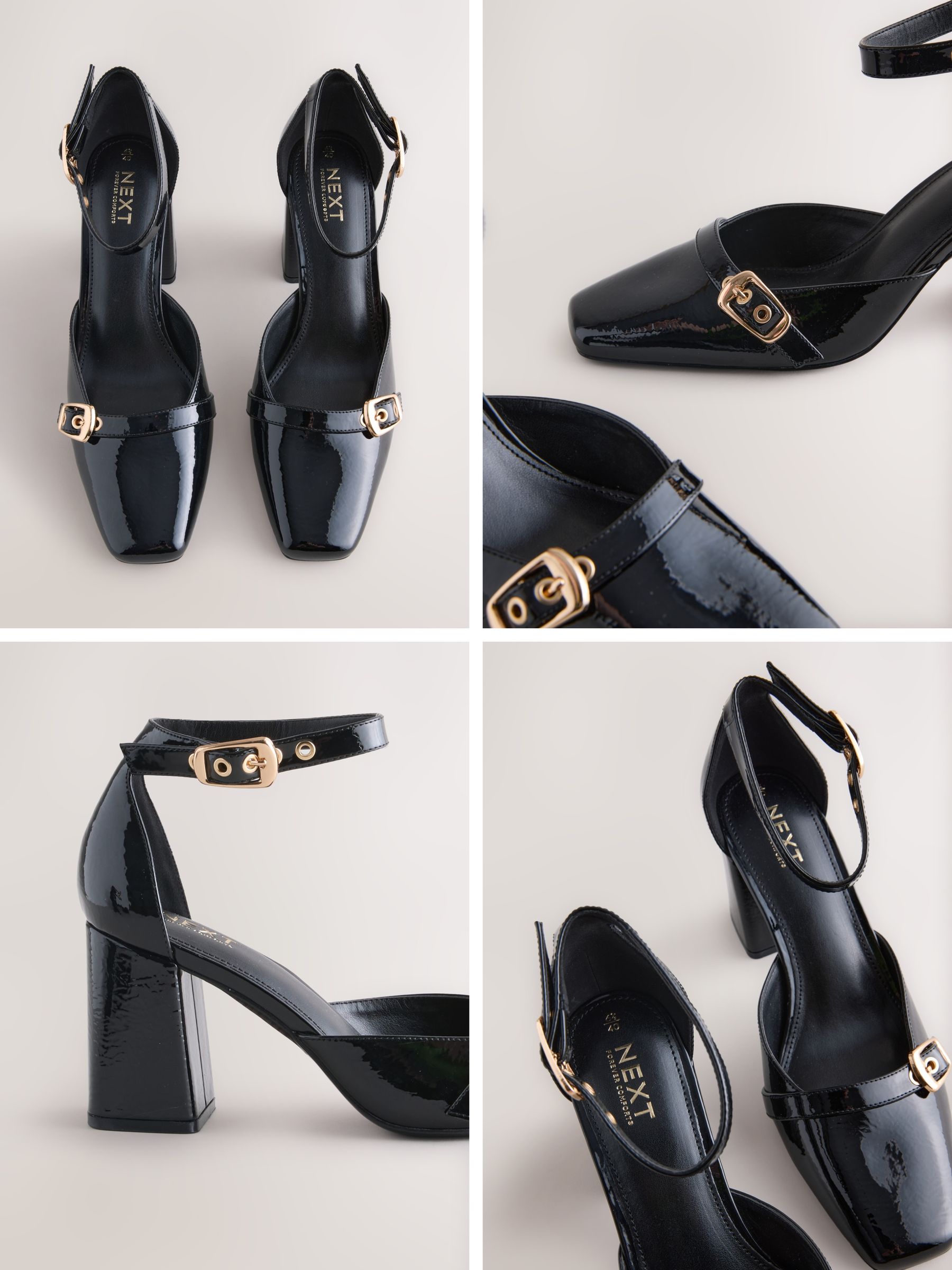 Buy Black Forever Comfort® Buckle Closed Toe Block Heels from Next