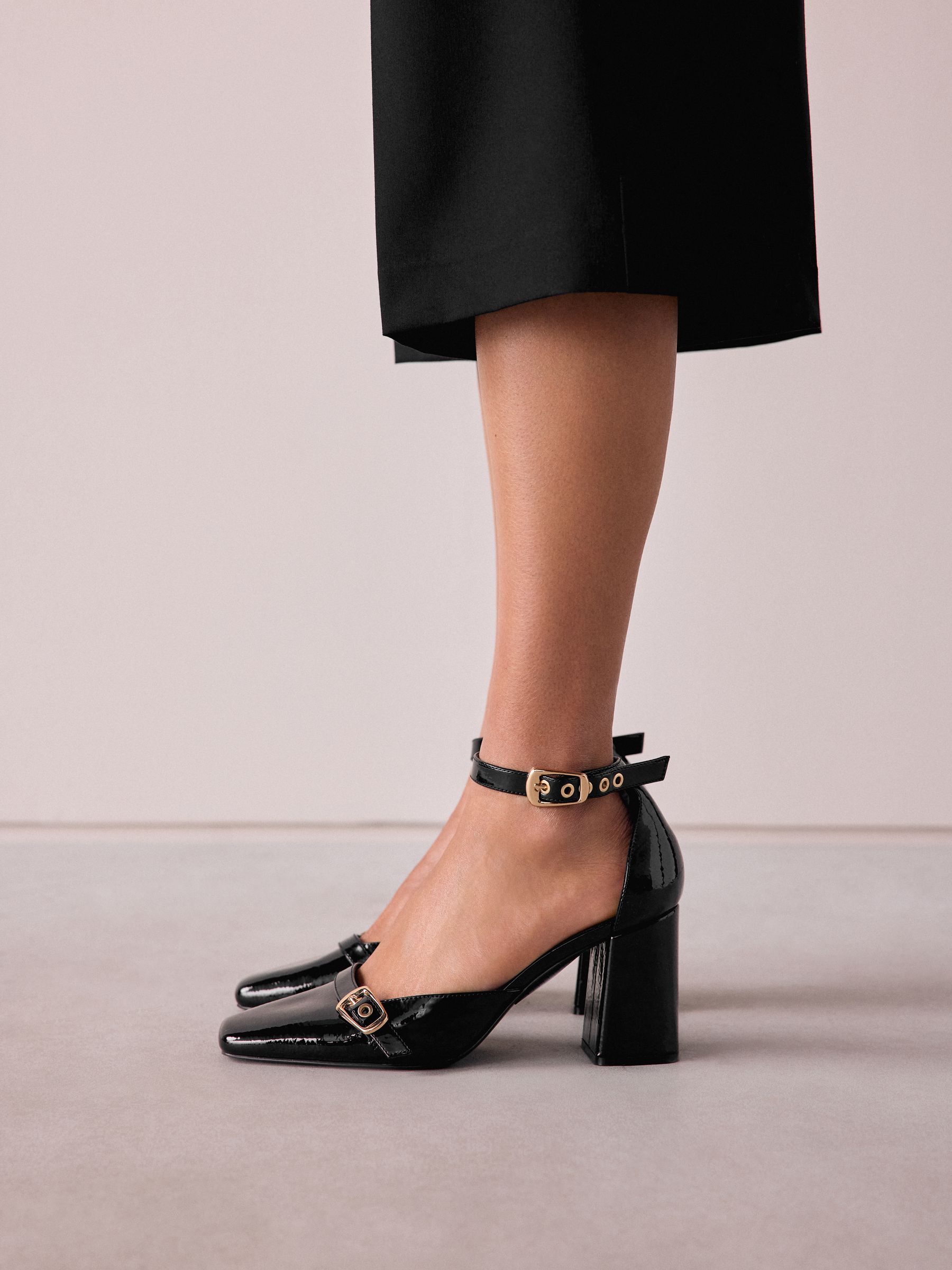 Buy Black Forever Comfort® Buckle Closed Toe Block Heels from Next
