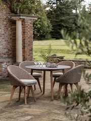 Gallery Home Grey Avena 4 Seater Rattan Round Garden Dining Set - Image 1 of 6