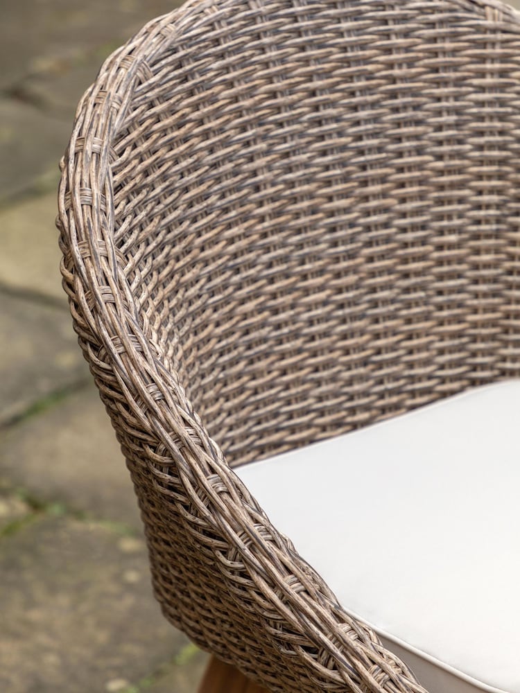 Gallery Home Grey Avena 4 Seater Rattan Round Garden Dining Set - Image 2 of 6