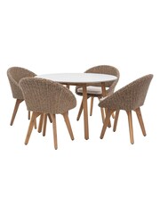 Gallery Home Grey Avena 4 Seater Rattan Round Garden Dining Set - Image 4 of 6
