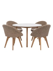 Gallery Home Grey Avena 4 Seater Rattan Round Garden Dining Set - Image 6 of 6