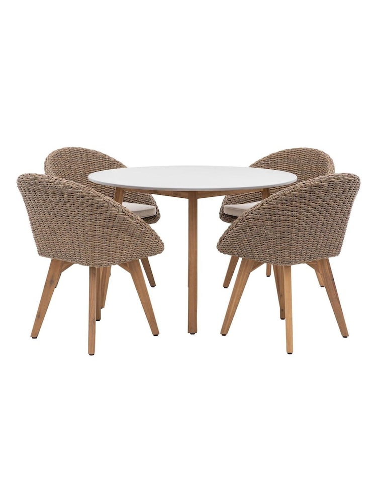 Gallery Home Grey Avena 4 Seater Rattan Round Garden Dining Set - Image 6 of 6