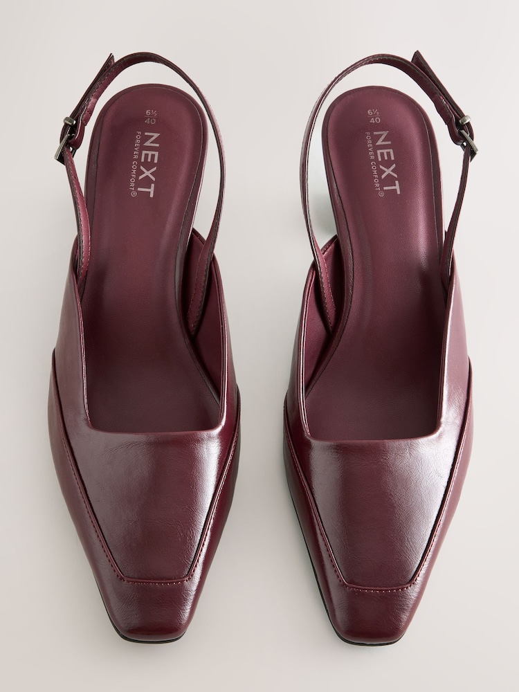Burgundy Red Forever Comfort® Square Toe Slingback Heels - Image 2 of 5