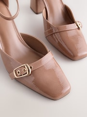 Brown Forever Comfort® Buckle Closed Toe Block Heels - Image 4 of 5
