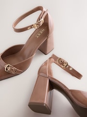 Brown Forever Comfort® Buckle Closed Toe Block Heels - Image 5 of 5
