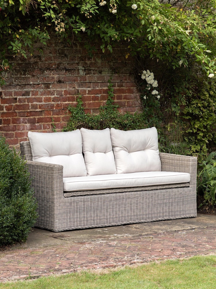 Gallery Home Natural Porto 2 Seater Rattan Garden Storage Sofa - Image 1 of 6