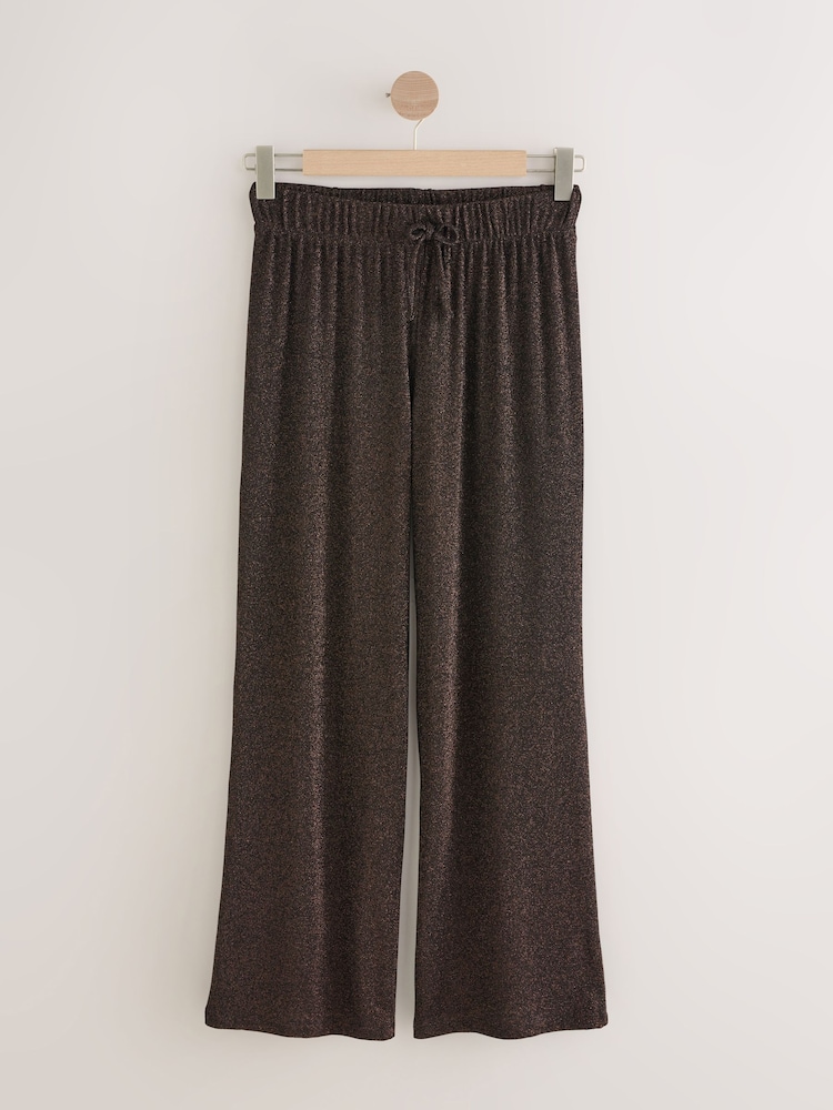 بني - Sparkle Metallic Wide Leg Trousers - صورة 1 من 3