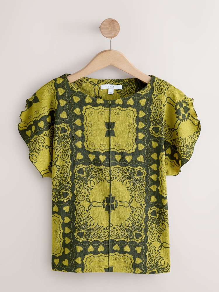 Ochre Patch Paisley Print - رداء علوي بتصميم أنيق وملمس بارز وكم مزين بكشكشة - صورة 8 من 8 Ochre Patch Paisley Print - رداء علوي بتصميم أنيق وملمس بارز وكم مزين بكشكشة - صورة 8 من 8