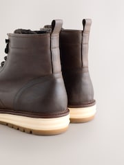 Brown Tall Leather Apron Toe Boots - Image 4 of 5