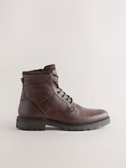 Brown Leather Zip-Up Borg Lined Boots - Image 2 of 5