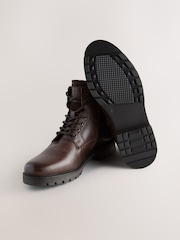 Brown Leather Zip-Up Borg Lined Boots - Image 5 of 5