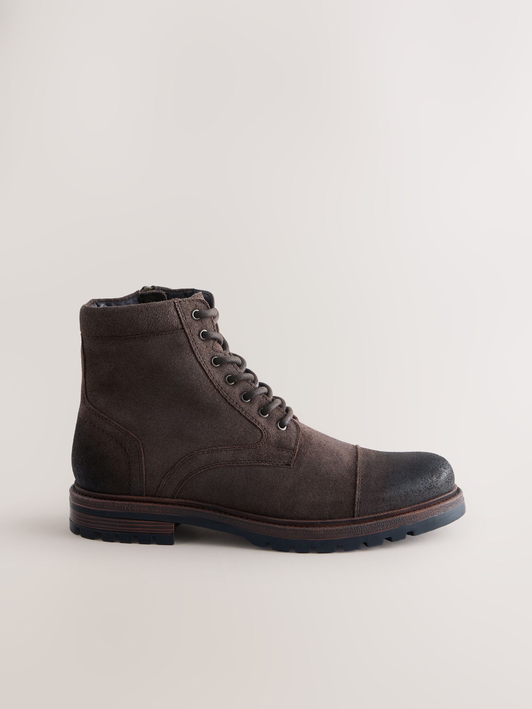 Buy Dark Brown Leather Toe Cap Zip-Up Boots from Next USA