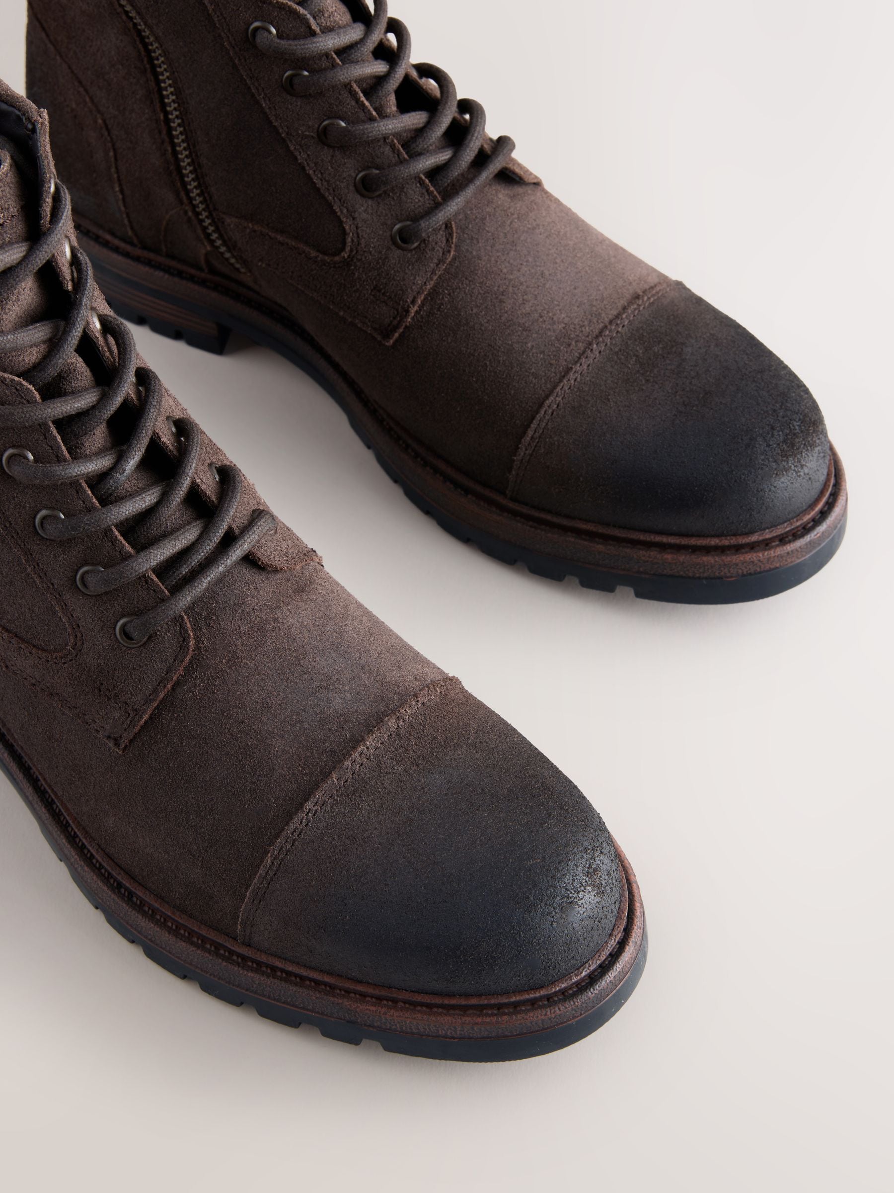 Buy Dark Brown Leather Toe Cap Zip-Up Boots from Next Singapore