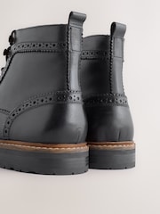 Black Leather Brogue Boots - Image 6 of 7
